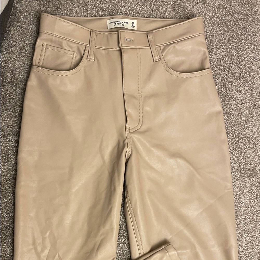 Abercrombie & Fitch Beige Faux Leather Pants